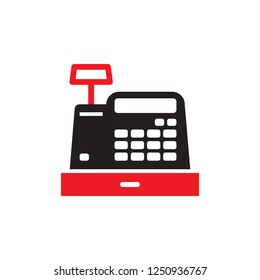 Cash register machine - icon on white background for website or mobila application. Cashbox concept sign. Graphic design element.