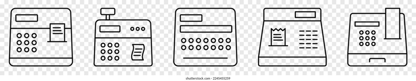 Cash register machine icons. Vector illustration isolated on transparent background
