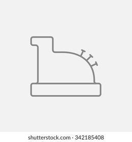 Cash register machine line icon for web, mobile and infographics. Vector dark grey icon isolated on light grey background.