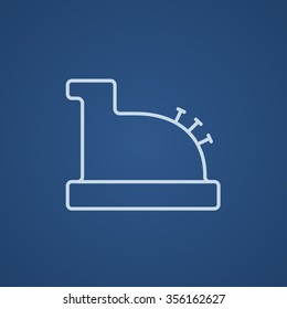 Cash register machine line icon for web, mobile and infographics. Vector light blue icon isolated on blue background.