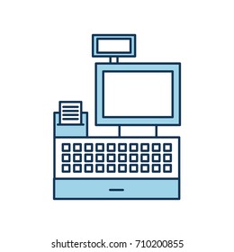 cash register machine receipts printer keypad display for supermarket