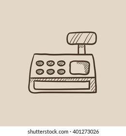 Cash register machine sketch icon.