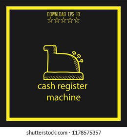 cash register machine sketch vector icon