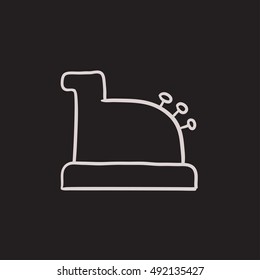 Cash register machine vector sketch icon isolated on background. Hand drawn Cash register machine icon. Cash register machine sketch icon for infographic, website or app.