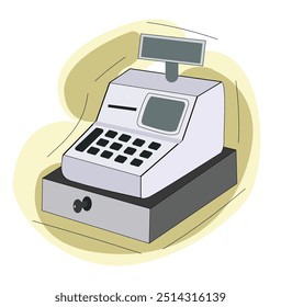 Cash register machine.Cash register with a check for merchandising 
