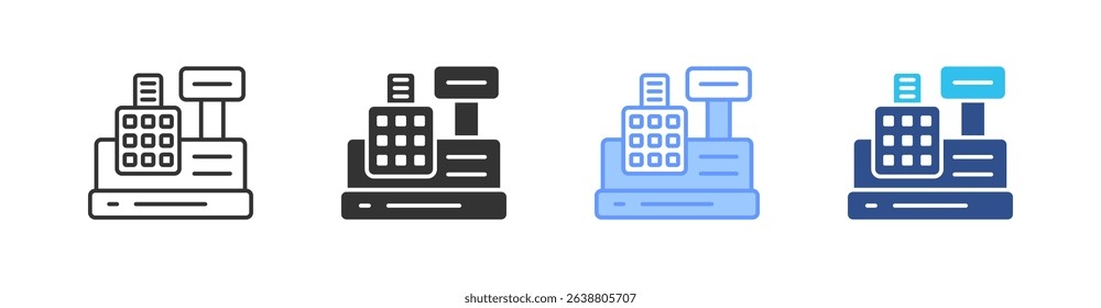 Cash Register Multi Style Icon Set Vector
