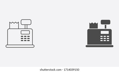 Símbolo de símbolo de símbolo de icono de vector relleno y esquema de registro de efectivo