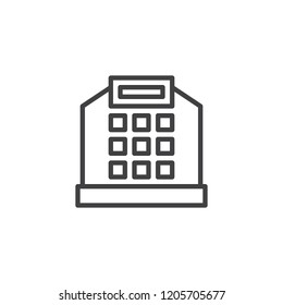 Cash register outline icon. linear style sign for mobile concept and web design. Shopping cash box calculator buttons simple line vector icon. Symbol, logo illustration. Pixel perfect vector graphics