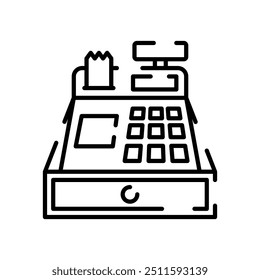 Cash Register Outline Icon, Vector illustration