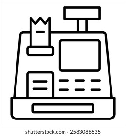 Cash Register Outline Icon Vector Illustration