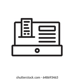 Cash Register, POS line flat vector icon for mobile application, button and website design. Illustration isolated on white background. EPS 10 design, logo, app, infographic.