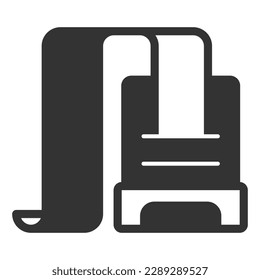 Cash register prints receipts for purchases  - icon, illustration on white background, glyph style