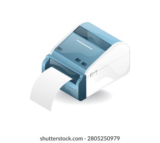 Cash Register Receipt Printer 3D Illustration Retail Store Payment Concept