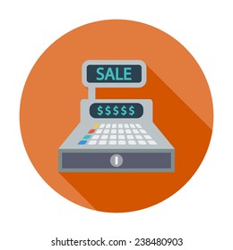 Cash register. Single flat color icon. Vector illustration.