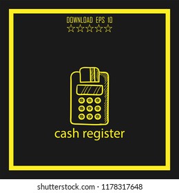 cash register  sketch vector icon