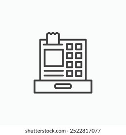 Cash register thin liner icon isolated