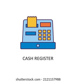 Ilustración de diseño de iconos de esquema rellenado por el vector de registro de efectivo. Símbolo de banca y pago en fondo blanco EPS 10 Archivo