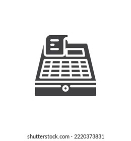 Cash register vector icon. filled flat sign for mobile concept and web design. Cash machine glyph icon. Symbol, logo illustration. Vector graphics