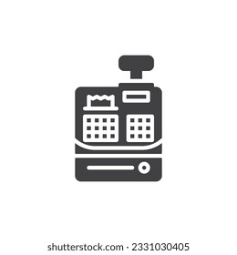 Icono vector de registro de efectivo. signo plano relleno para concepto móvil y diseño web. Icono de glifo de máquina de registro de efectivo. Símbolo, ilustración del logotipo. Gráficos vectoriales