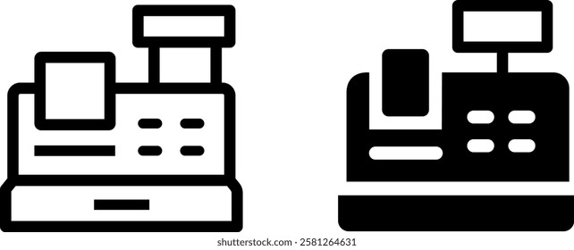 Cash Register Vector Icon Set – Retail and Transaction Icons