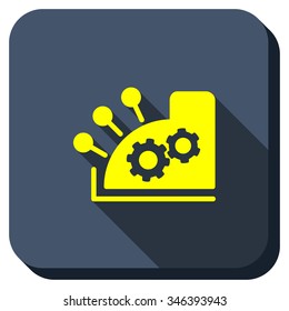 Cash Register vector icon. Style is square rounded button, vector symbol with longshadow, white background.