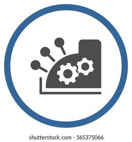 Cash Register vector icon. Style is bicolor flat circled symbol, cobalt and gray colors, rounded angles, white background.