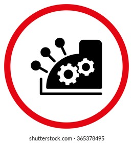 Cash Register vector icon. Style is bicolor flat circled symbol, intensive red and black colors, rounded angles, white background.