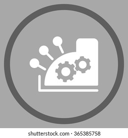 Cash Register vector icon. Style is bicolor flat circled symbol, dark gray and white colors, rounded angles, silver background.