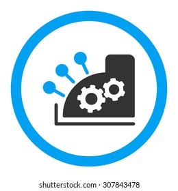 Cash register vector icon. This rounded flat symbol is drawn with blue and gray colors on a white background.
