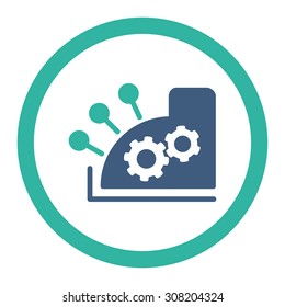 Cash register vector icon. This rounded flat symbol is drawn with cobalt and cyan colors on a white background.