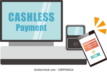 Cash register vector illustration . 
Image of electronic payment .