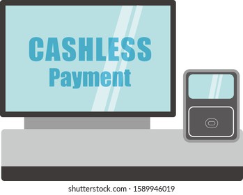 Cash register vector illustration . 
Image of electronic payment .