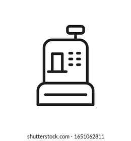 Cash Register Vector Line Icon Illustration