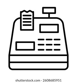 Cash Register Vector Line Icon Design