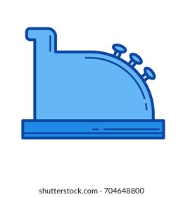 Icono de línea vectorial de registro de efectivo aislado en fondo blanco. Icono de línea de registro de efectivo para infografía, sitio web o aplicación. Icono azul diseñado en un sistema de cuadrícula.