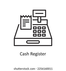 Cash Register Vector Outline Icon Design illustration. Shopping and E-Commerce Symbol on White background EPS 10 File
