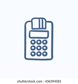 Icono de esbozo vectorial de registro de efectivo aislado en segundo plano. Icono de Registro de efectivo dibujado a mano. Icono de boceto de caja para infografía, sitio web o aplicación.