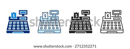Cash Register Wallet Icon Set Various Styles Vector Illustrations With Dollar Currency.