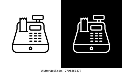 Cash Register White Icon Set Design