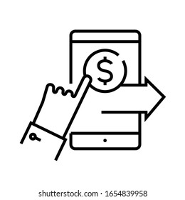 Cash remittance line icon, concept sign, outline vector illustration, linear symbol.