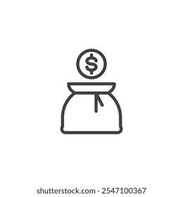 Cash Reserve line icon. linear style sign for mobile concept and web design. Dollar coin bag outline vector icon. Money savings symbol, logo illustration. Vector graphics