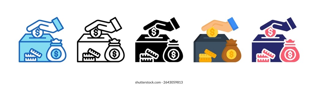 Colección de conjunto de iconos de estilo múltiple de reserva de efectivo.