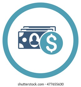 Cash rounded icon. Vector illustration style is flat iconic bicolor symbol, cyan and blue colors, white background.