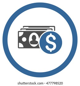 Cash rounded icon. Vector illustration style is flat iconic bicolor symbol, cobalt and gray colors, white background.