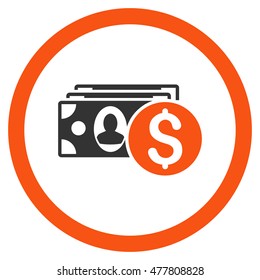 Cash rounded icon. Vector illustration style is flat iconic bicolor symbol, orange and gray colors, white background.