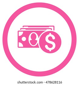 Cash rounded icon. Vector illustration style is flat iconic symbol, pink color, white background.