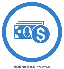 Cash rounded icon. Vector illustration style is flat iconic symbol, cobalt color, white background.