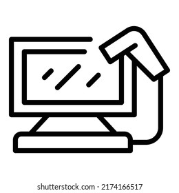 Cash screen icon outline vector. Store cash register. Pos store