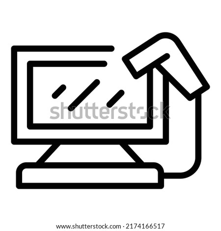 Cash screen icon outline vector. Store cash register. Pos store