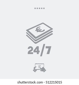 Cash services 24/7 - Euro - Vector web icon